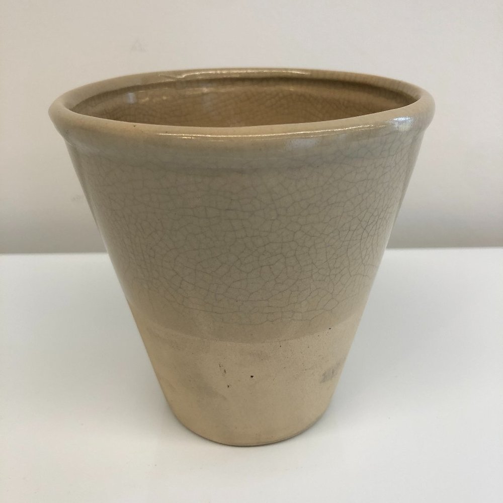 NWT - Dusty Yellow Crackle Cache Pot Vase